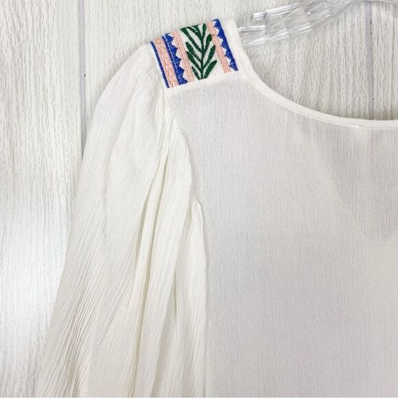 Umgee | Ruffled Floral Embroidered Peasant Dress Size Small - Picture 6 of 13